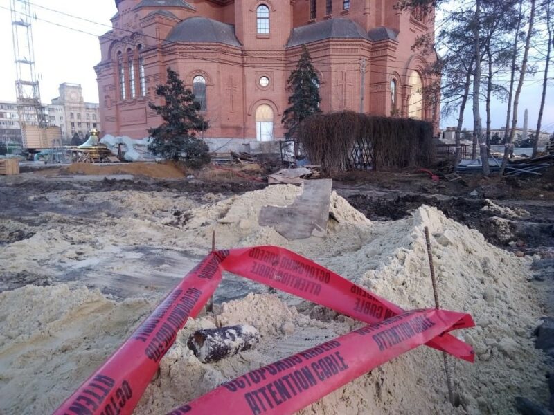 У строящегося Храма Александра Невского нашли снаряд