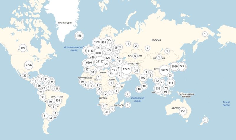 Как распространяется коронавирус? У «Яндекса» появилась он-лайн карта