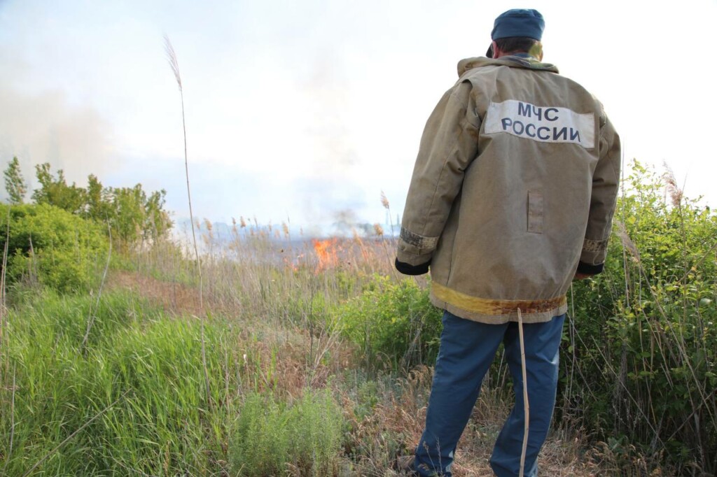 Крупный ландшафтный пожар подбирается к жилым домам СНТ “Трудовые резервы”
